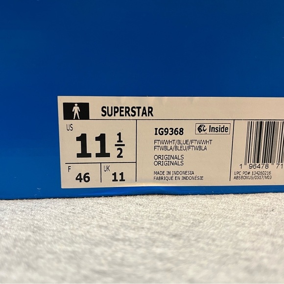Adidas Superstar Cloud White Blue  Casual Sneakers Men's Shoe Size 11.5 IG9368​​ - Picture 11 of 12